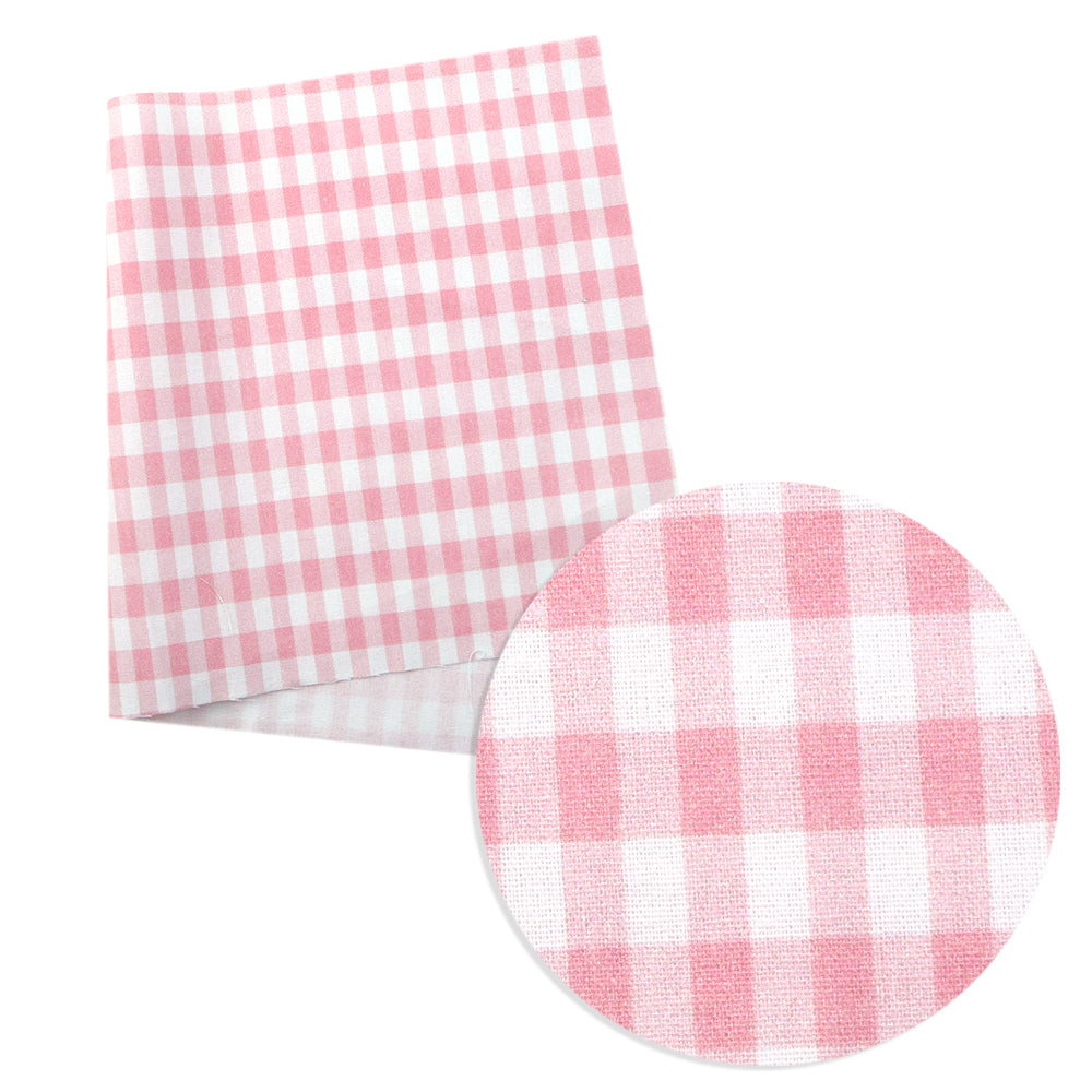 plaid grid pink series printed fabric