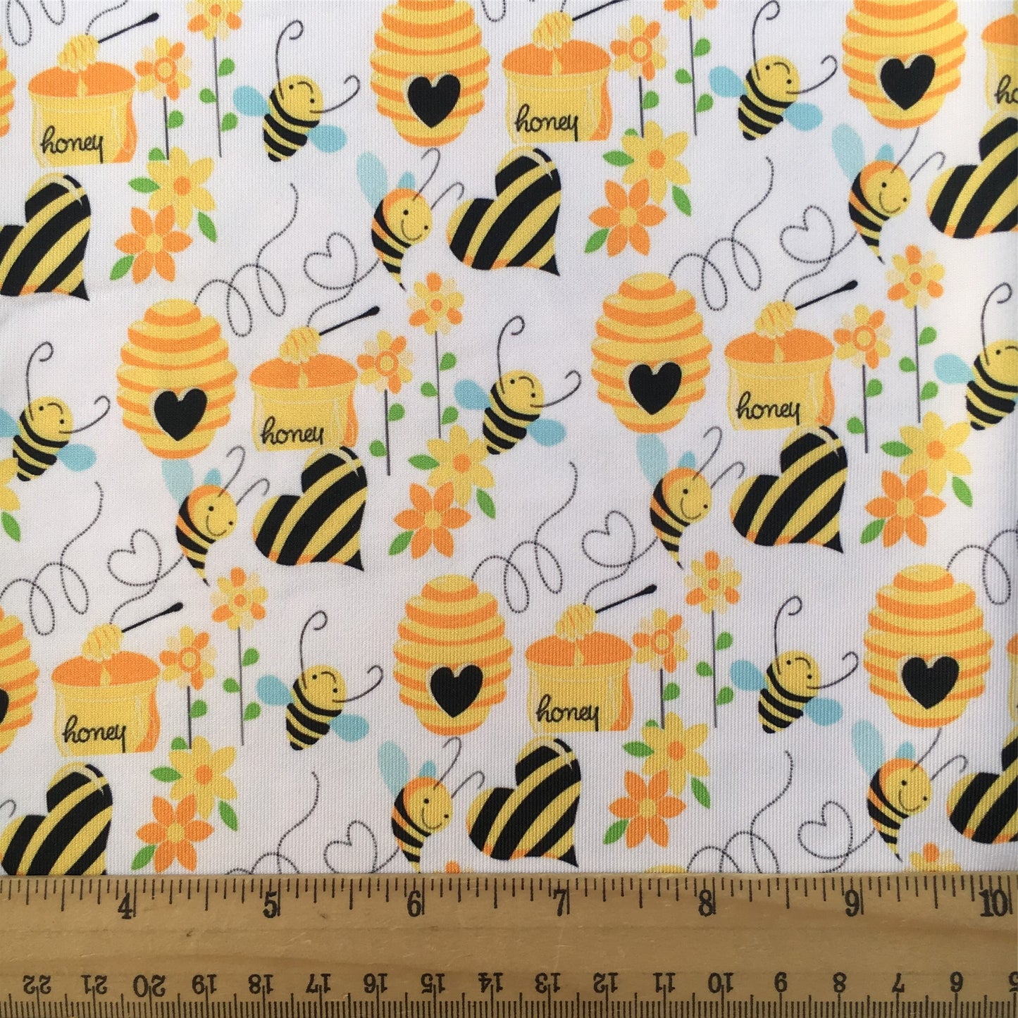 bee flower floral heart love printed fabric