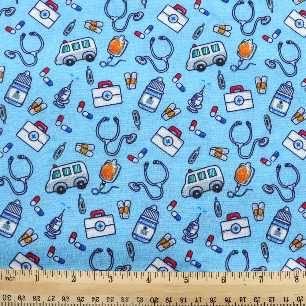 ambulance nurses doctor health printed fabric