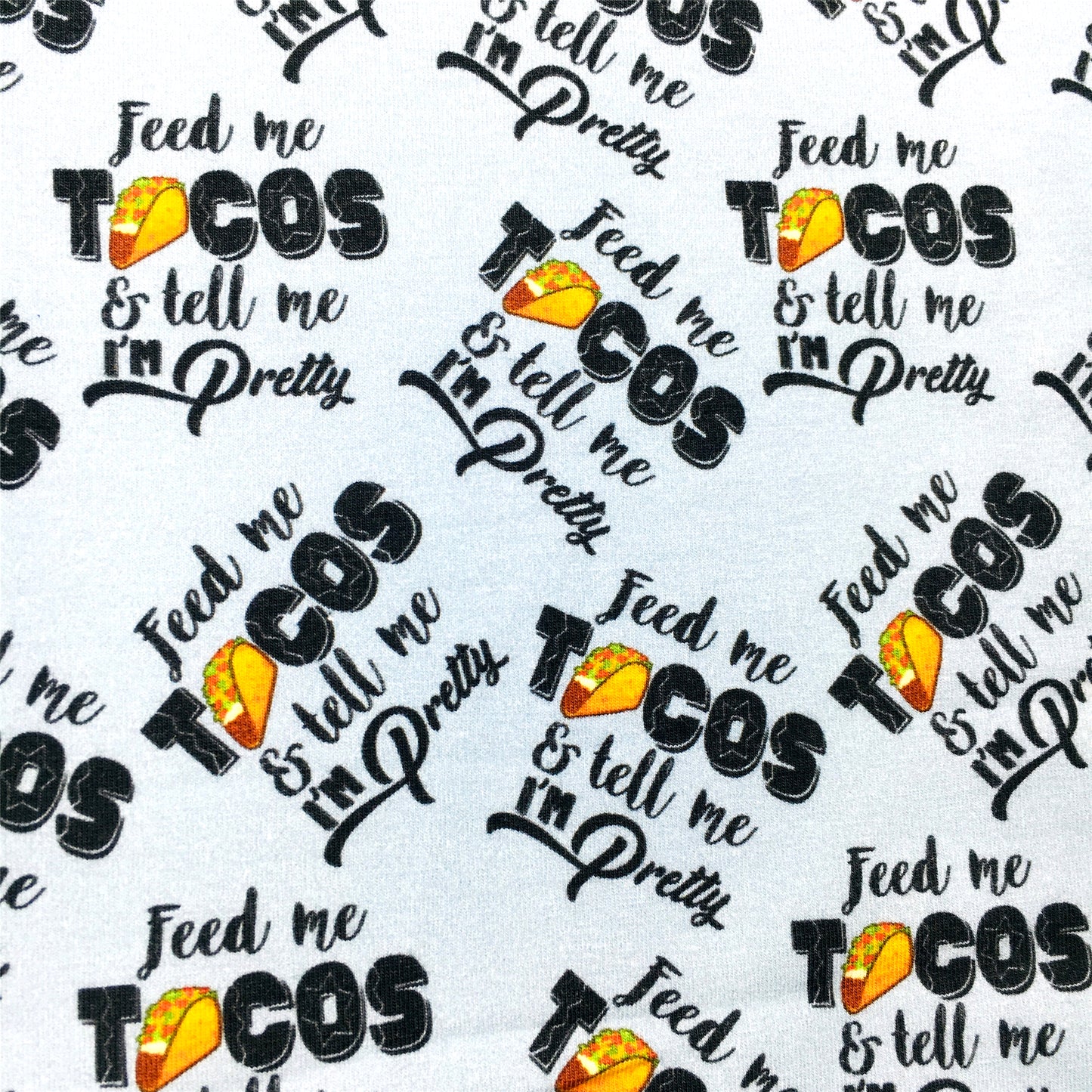 letters alphabet food go vegan taco printed fabric