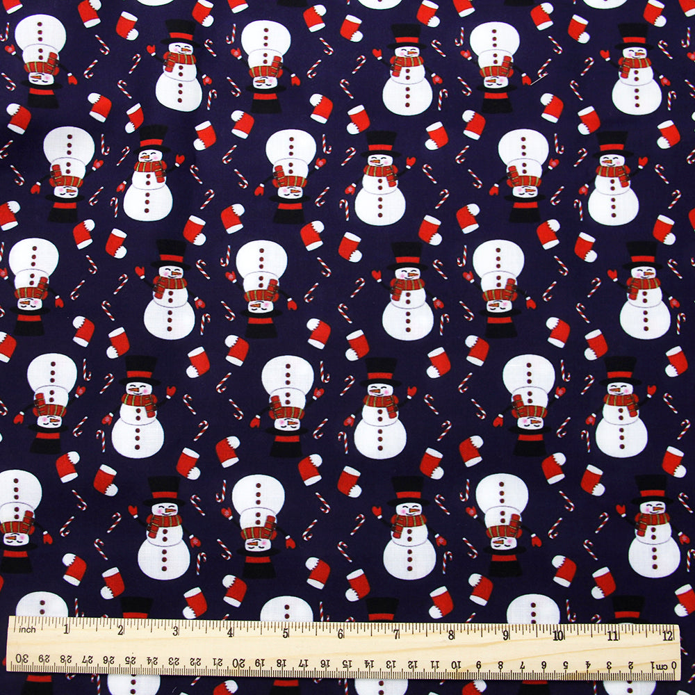 snowman christmas day printed fabric