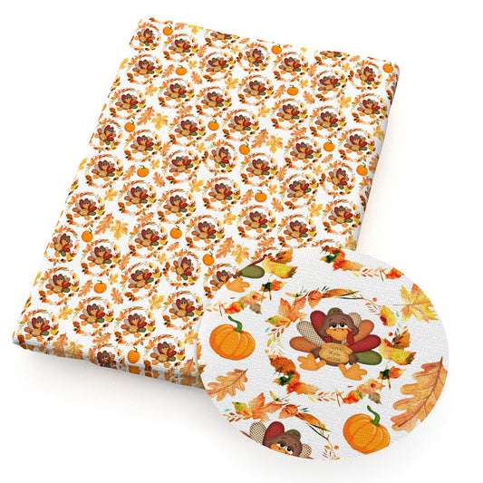 turkey chicken fall autumn leaf leaves tree printed fabric