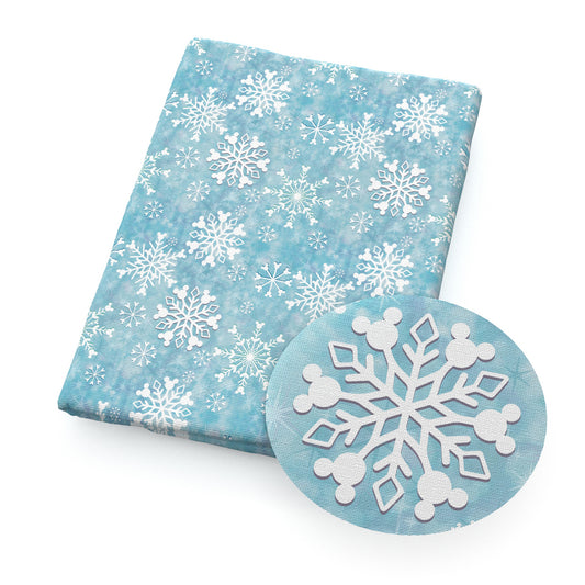 snowflake snow printed fabric