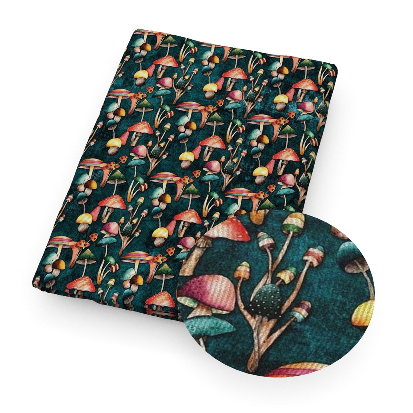 mushroom green series plant printed fabric