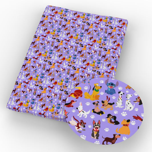 dog puppy purple series printed fabric