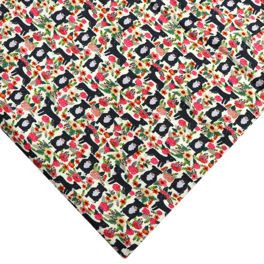 dog puppy flower floral printed fabric